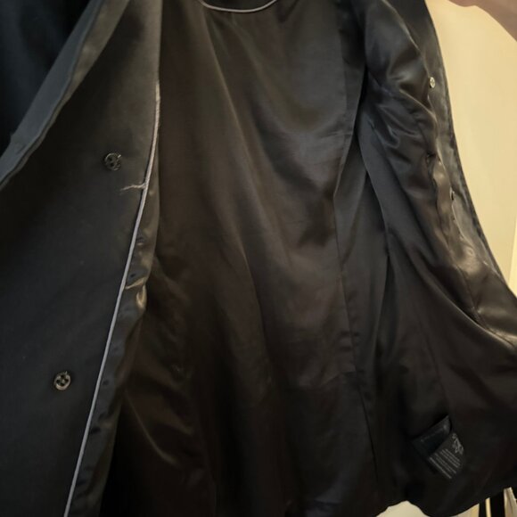 MACKAGE black trench peacoat with bell sleeve leather detail size Medium - Picture 10 of 16